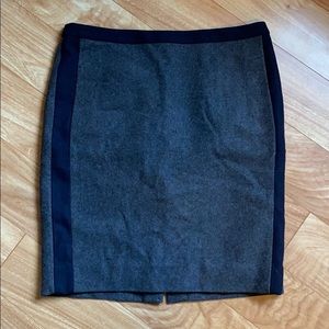 J. Crew Grey Wool and Navy Pencil Skirt